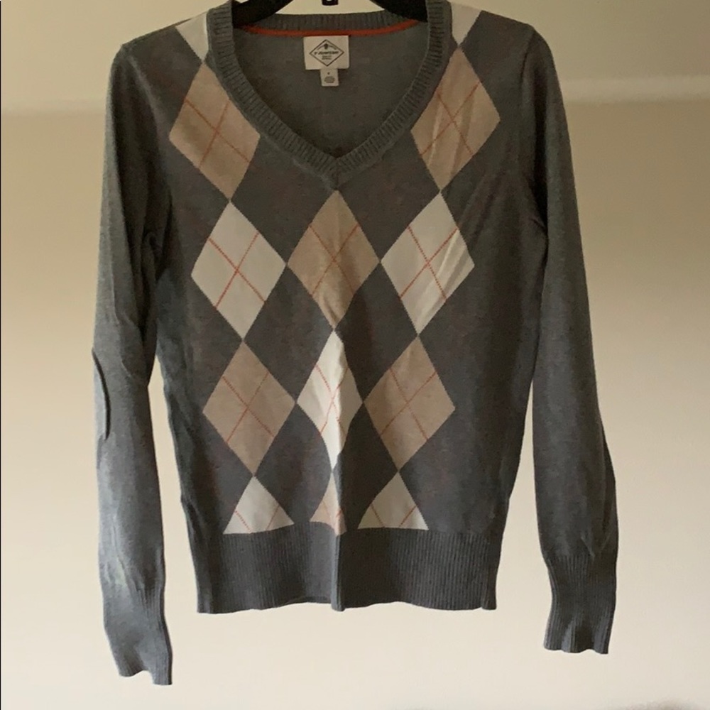 Preppy gray vneck sweater - Small